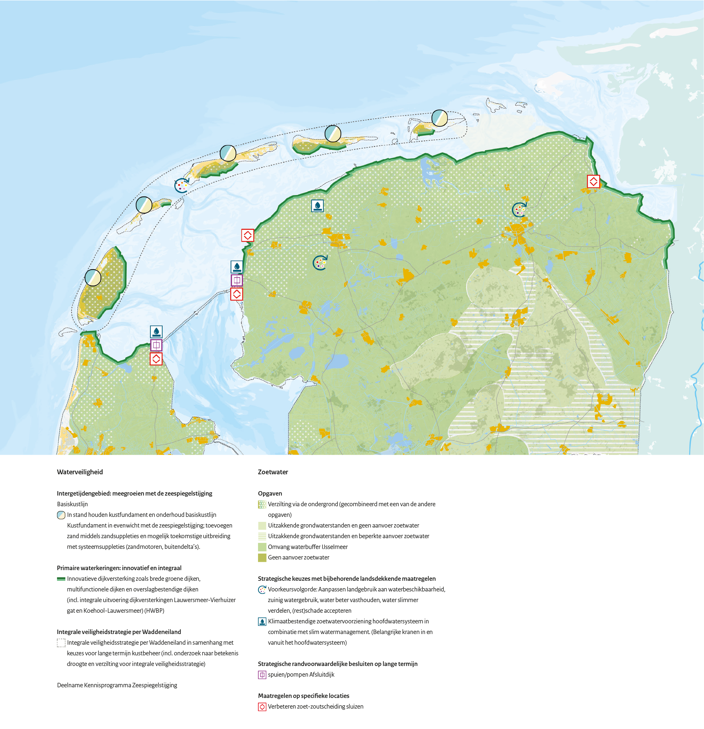 Kaart voorkeursstrategie Waddengebied.